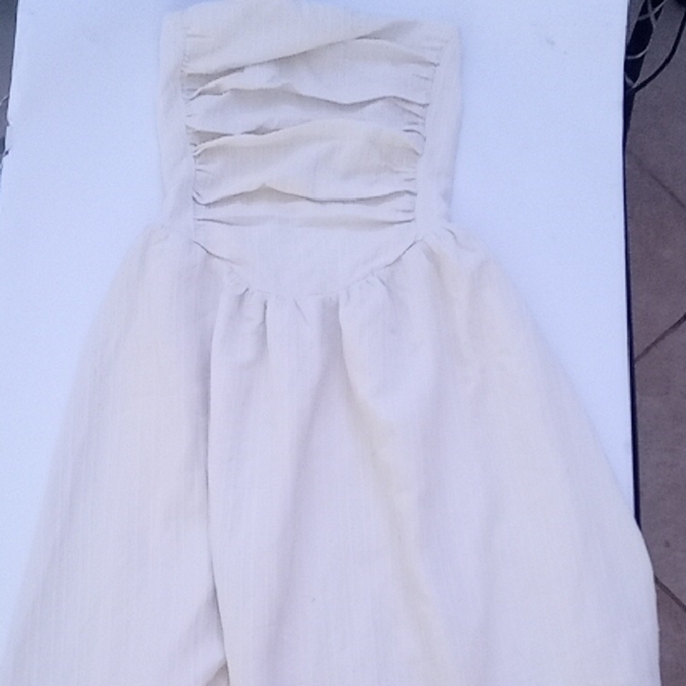Fantastic Fawn Cream Sundress with Strapless Neckline and Sleeveless Design